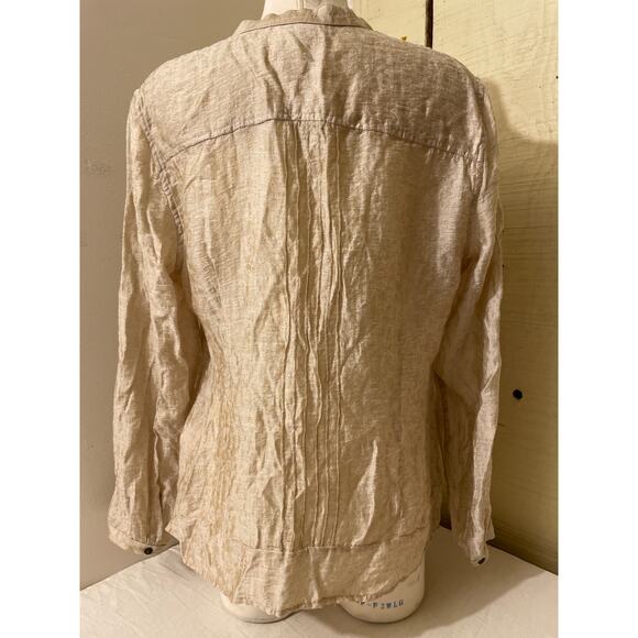 Coldwater Creek‎ Womens Size Large Tencel Pin Tuck Pleated Tunic Top Beige - Picture 2 of 8